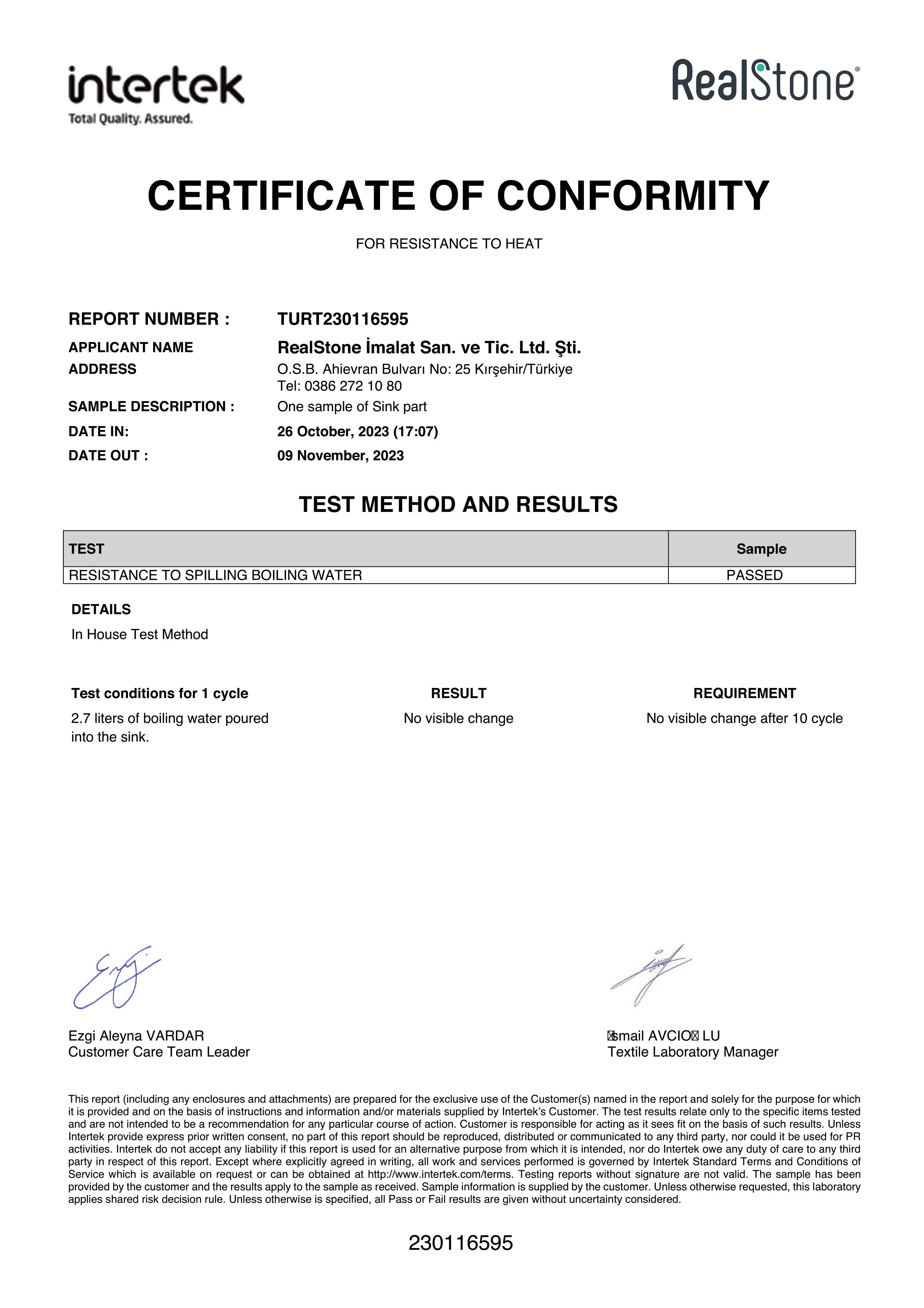 INTERTEK ŞOK TESTİ